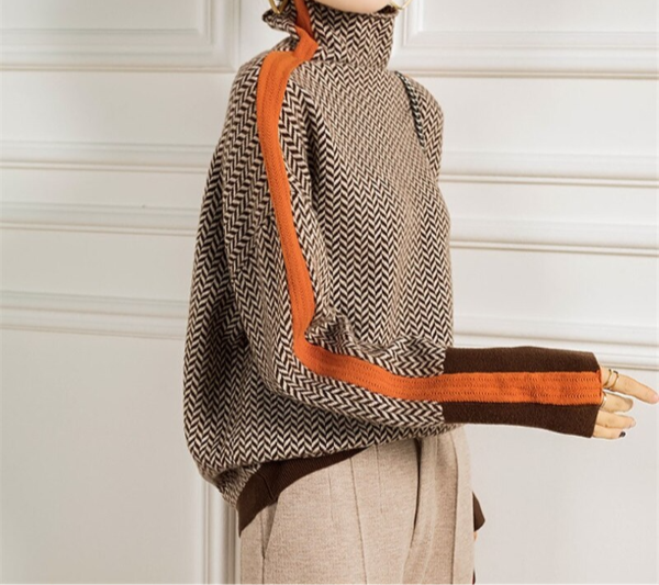 Eleanor | Herringbone Luxe Turtleneck