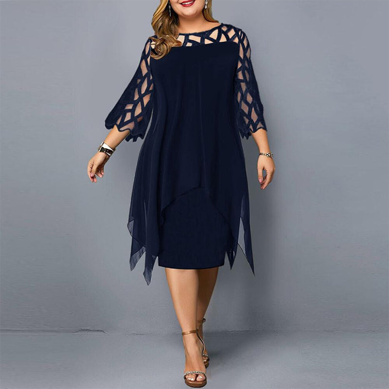 Camilla - Asymmetric Black Dress with Transparent Sleeves