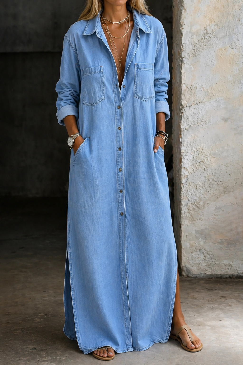 ANDREA | DENIM BUTTON-DOWN DRESS