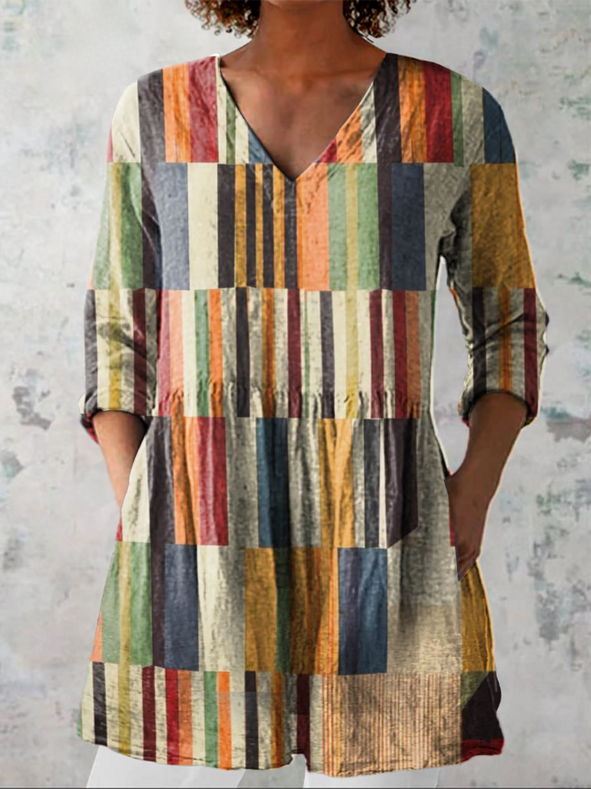 CHLOE | LONG BLOUSE WITH V-NECK