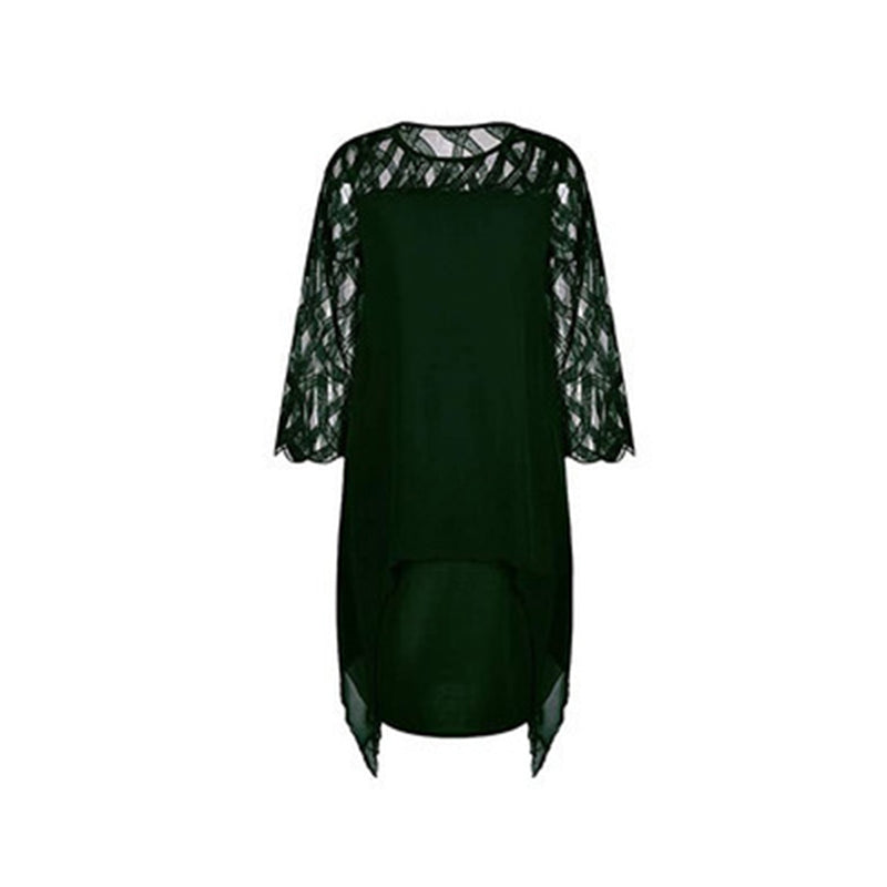 Camilla - Asymmetric Black Dress with Transparent Sleeves