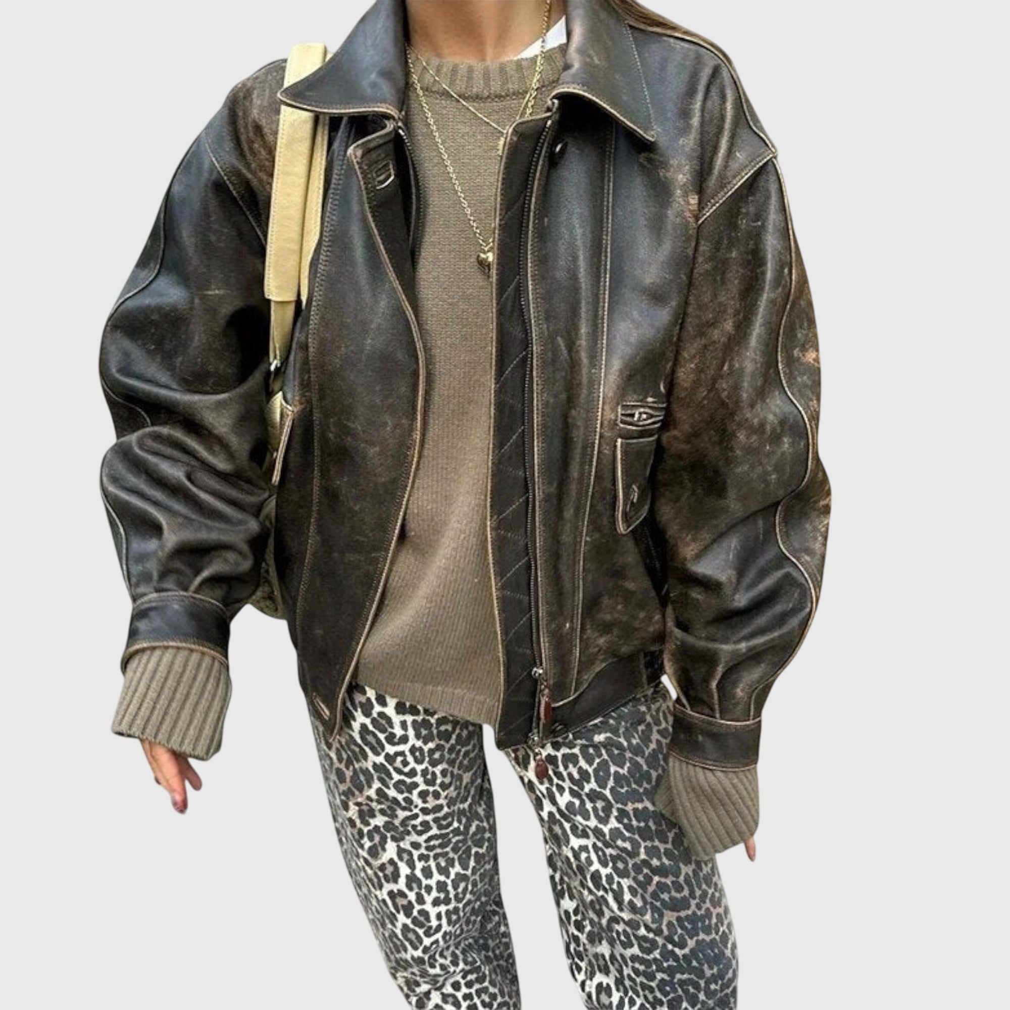 Clara | Vintage Jeans with Leopard Print