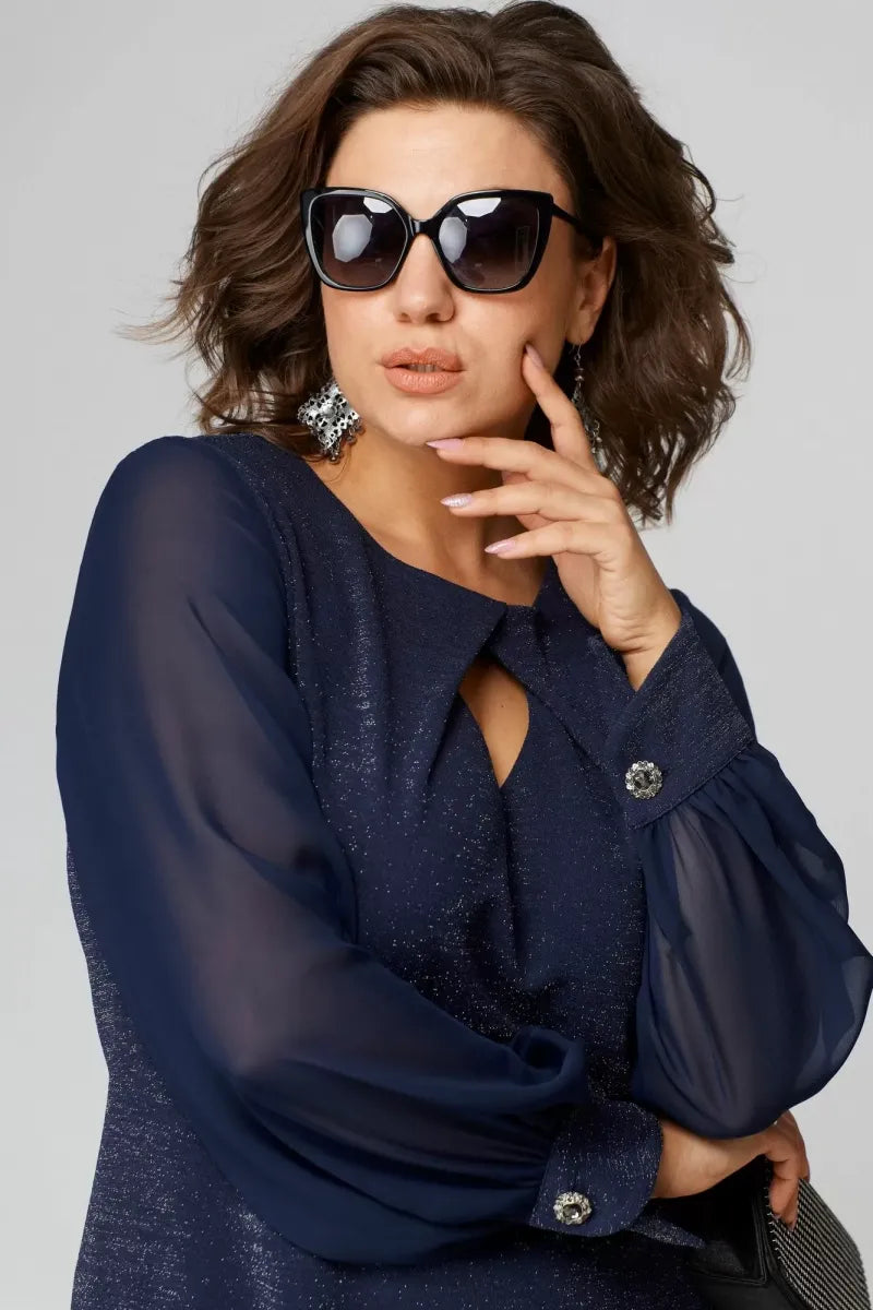 Loredana - Elegant Black Dress with Chiffon Sleeves