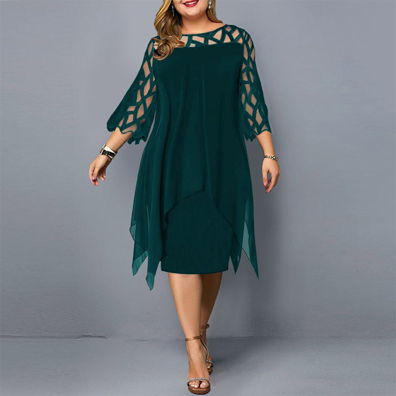 Camilla - Asymmetric Black Dress with Transparent Sleeves