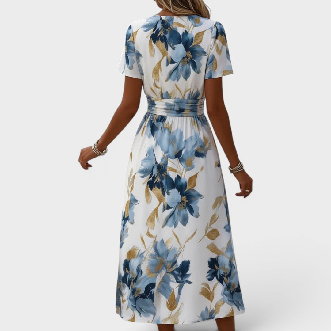DENISE | FLORAL WRAP WAIST MIDI DRESS