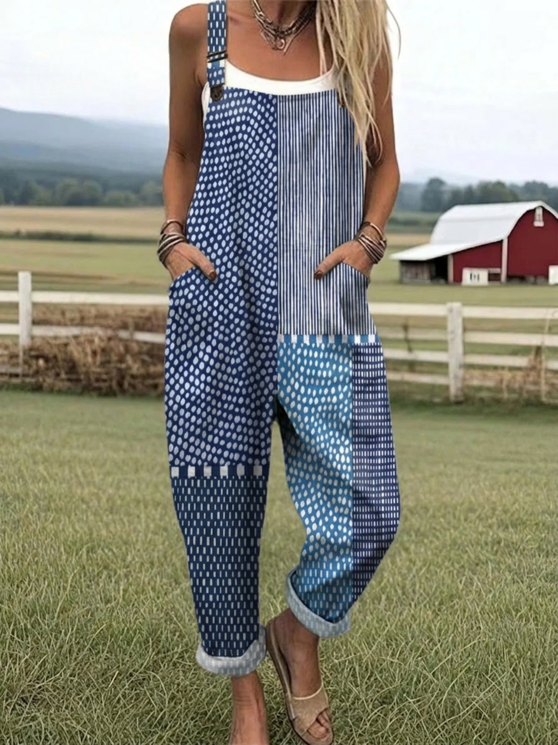 Florentina - Blue Patchwork Jumpsuit