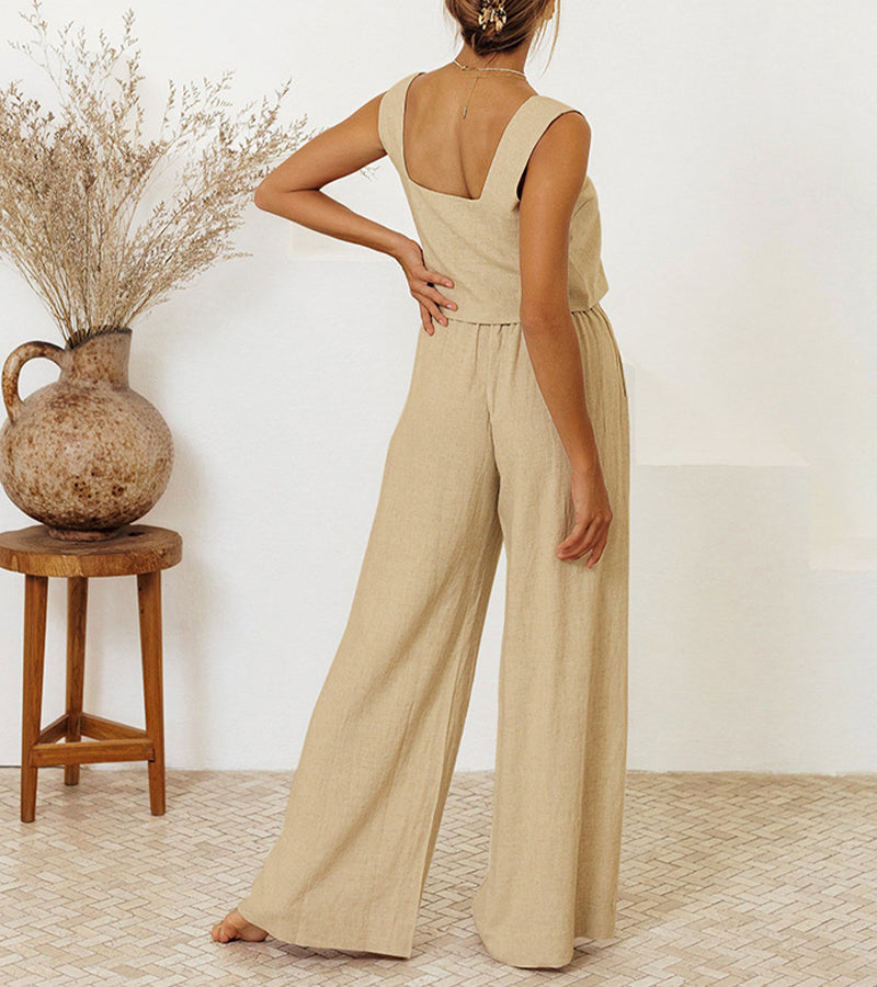 Megan - Minimalist Top Set and Wide Leg Pants