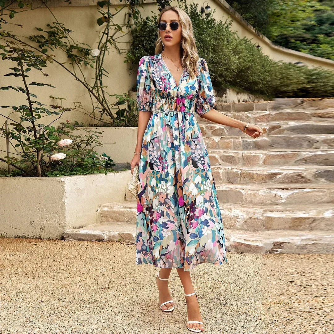 Orina™ | V-Neck Elegance Dress