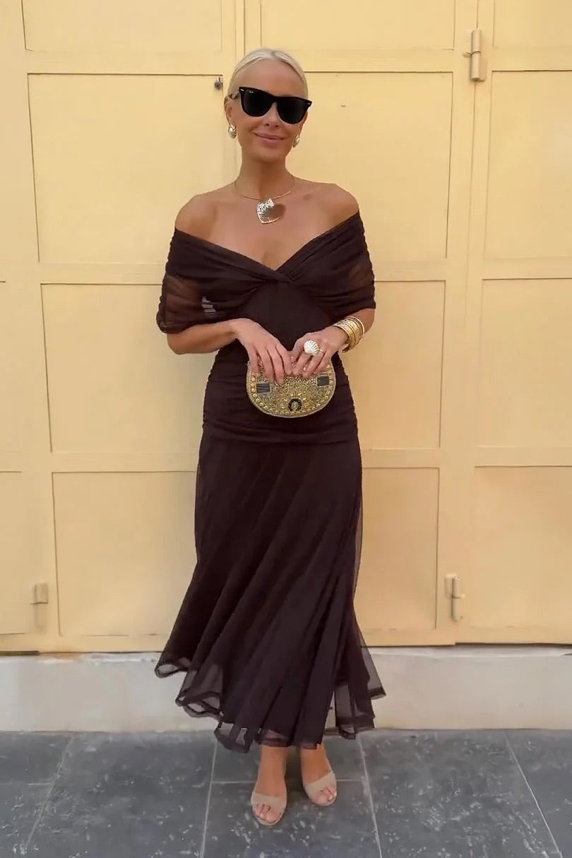 LYDIA | OFF SHOULDER MAXI DRESS