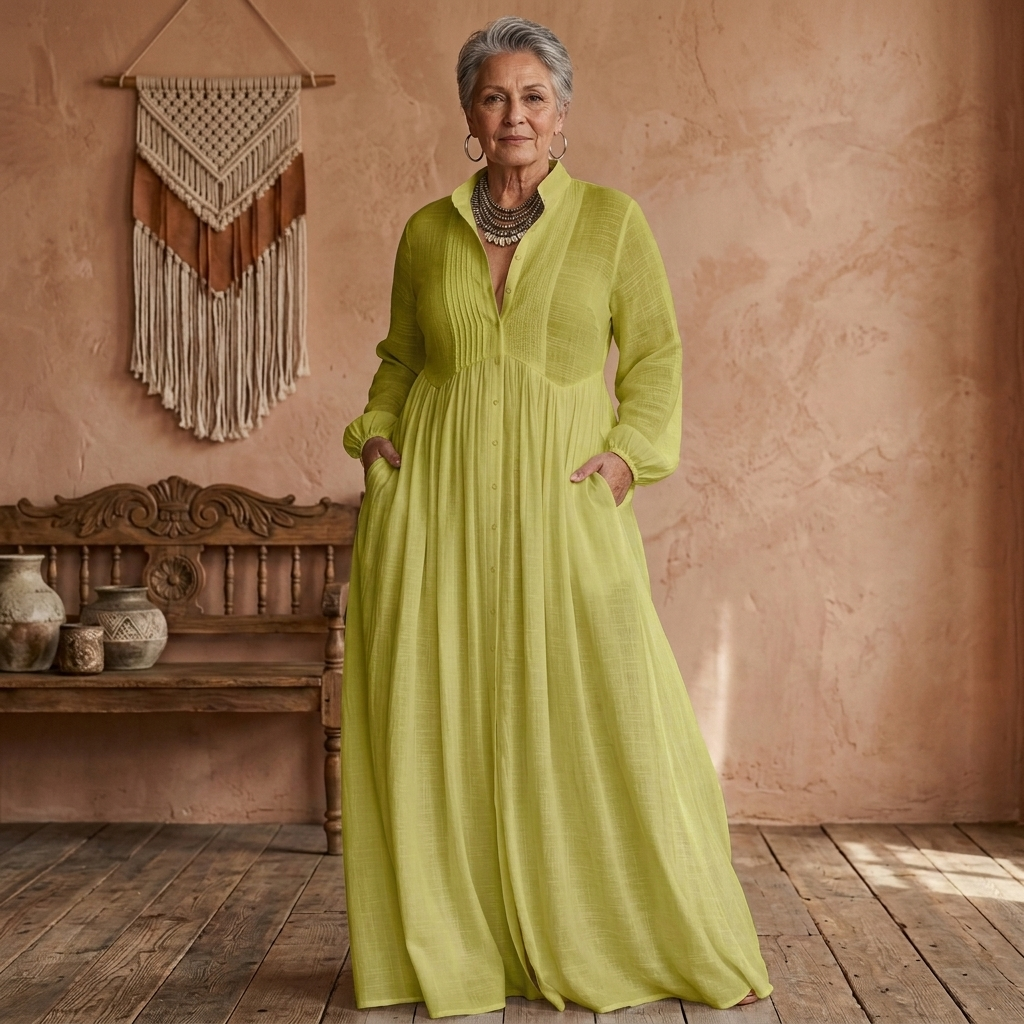 SERENA | FLOWING BUTTON-FRONT MAXI DRESS