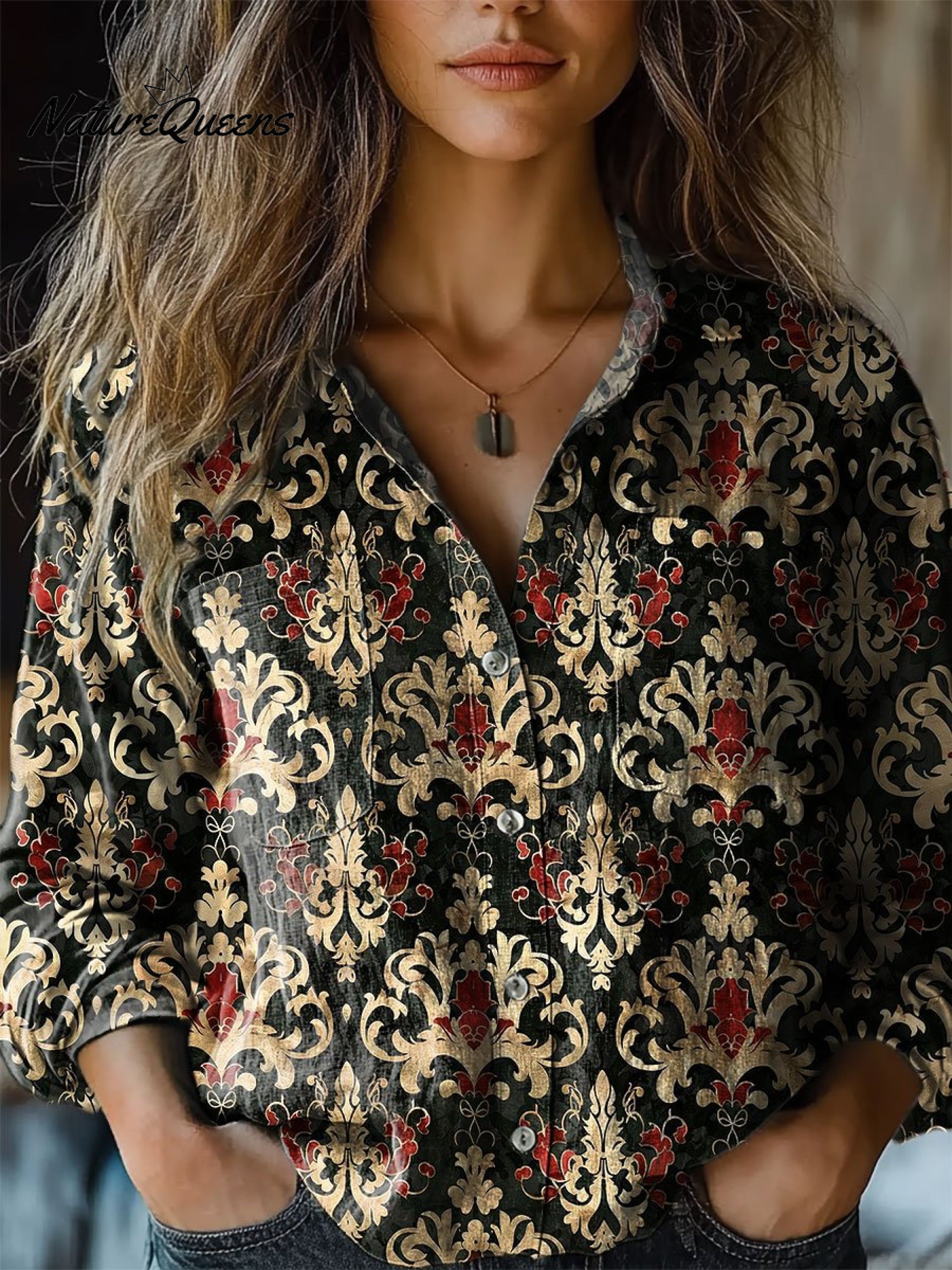 Doris | Women's Retro Flowers Print Casual Long Sleeve Comfortable Cotton Shirt