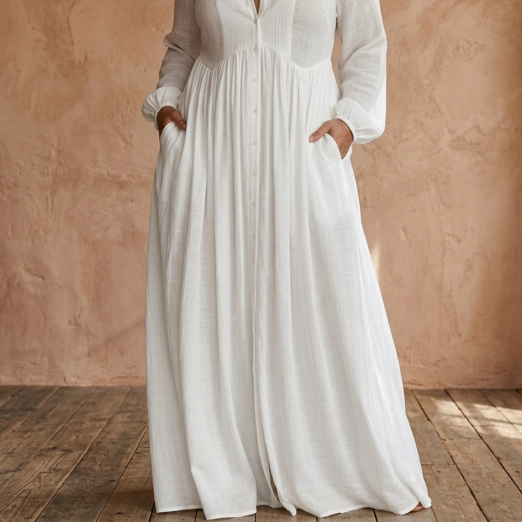 SERENA | FLOWING BUTTON-FRONT MAXI DRESS