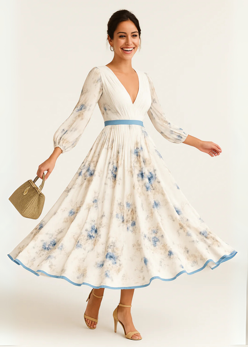 Paz™ | Timeless Floral Pleated Maxi Dress