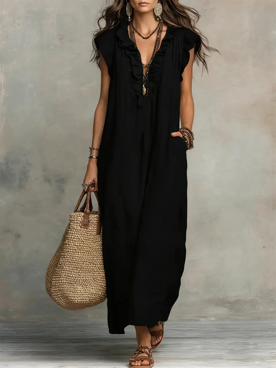 RIVAGÉ | LINEN MAXI DRESS
