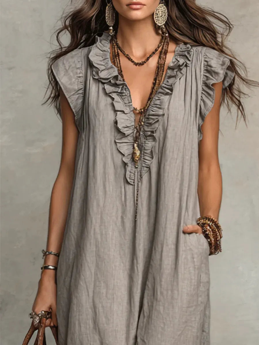 RIVAGÉ | LINEN MAXI DRESS