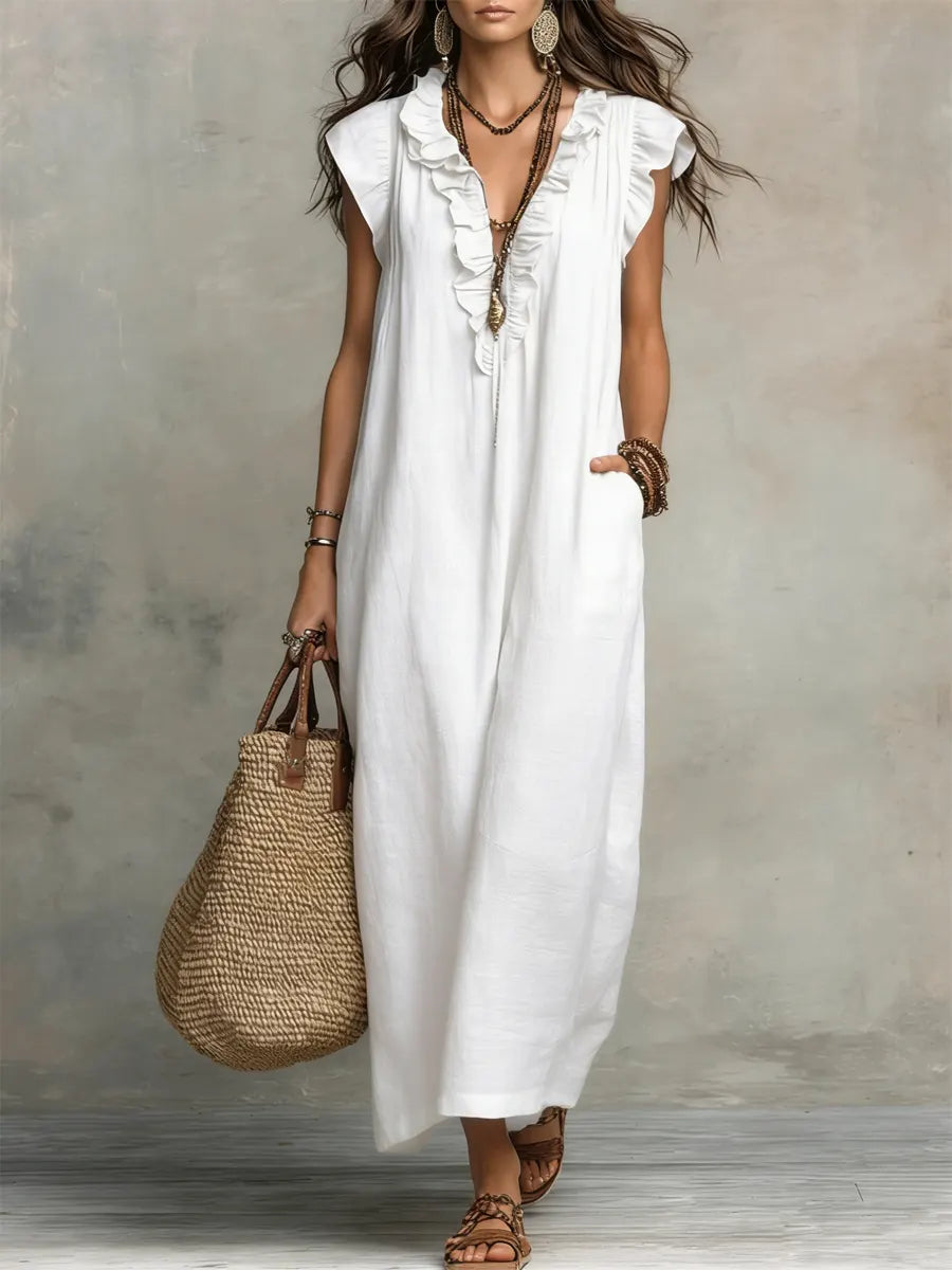 RIVAGÉ | LINEN MAXI DRESS