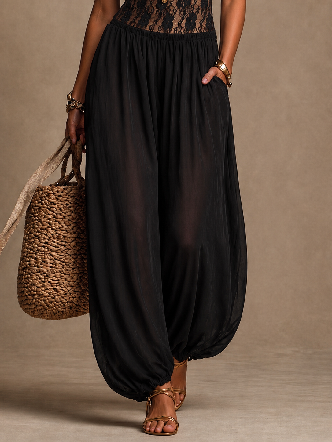 LIANE | FLOWING LACE HALTER JUMPSUIT