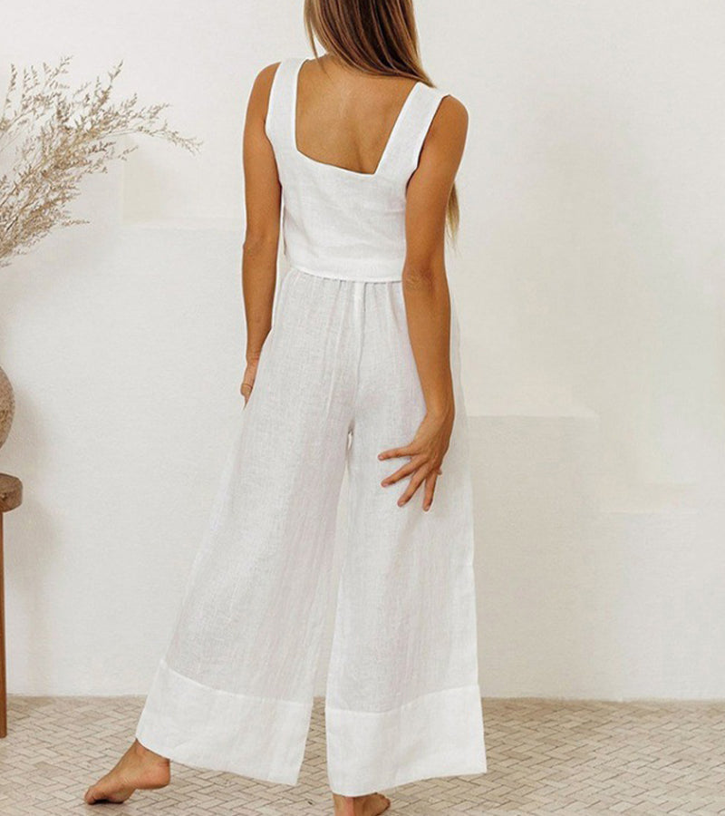 Megan - Minimalist Top Set and Wide Leg Pants