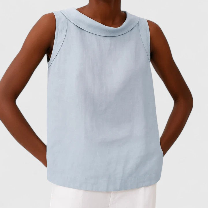 Clara | Elegant Top with Roll Collar