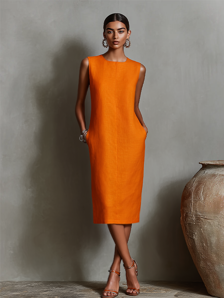 MAUREEN™ | MIDI DRESS WITH POCKETS