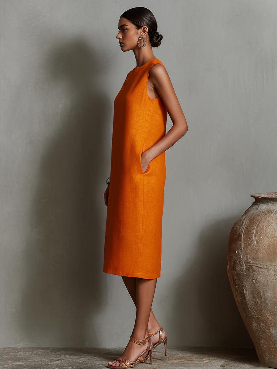 MAUREEN™ | MIDI DRESS WITH POCKETS