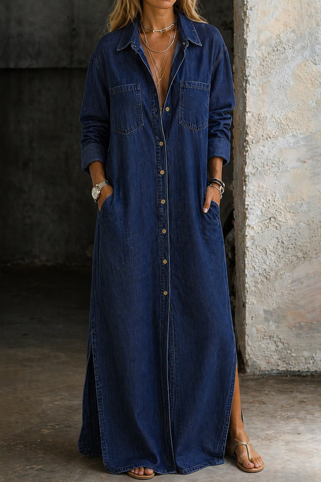 ANDREA | DENIM BUTTON-DOWN DRESS