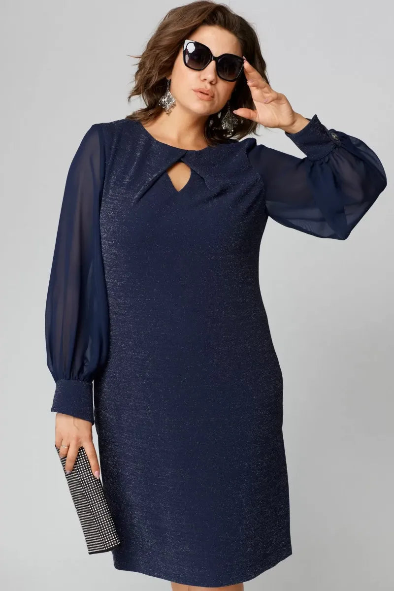 Loredana - Elegant Black Dress with Chiffon Sleeves