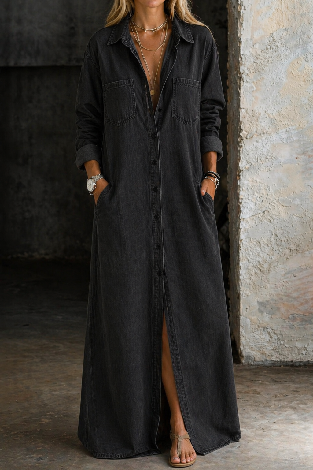 ANDREA | DENIM BUTTON-DOWN DRESS