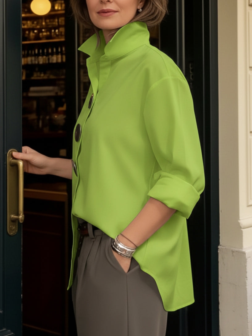 ROSALINE | STATEMENT BUTTON STAND COLLAR BLOUSE
