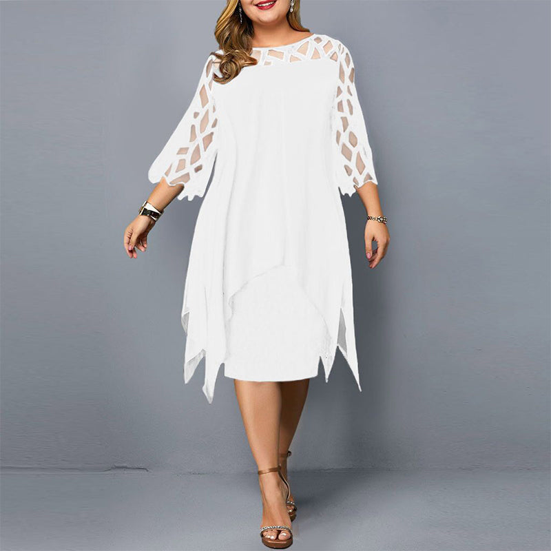 Camilla - Asymmetric Black Dress with Transparent Sleeves