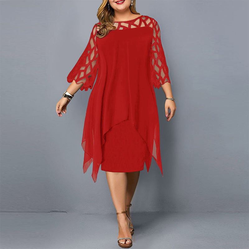 Camilla - Asymmetric Black Dress with Transparent Sleeves
