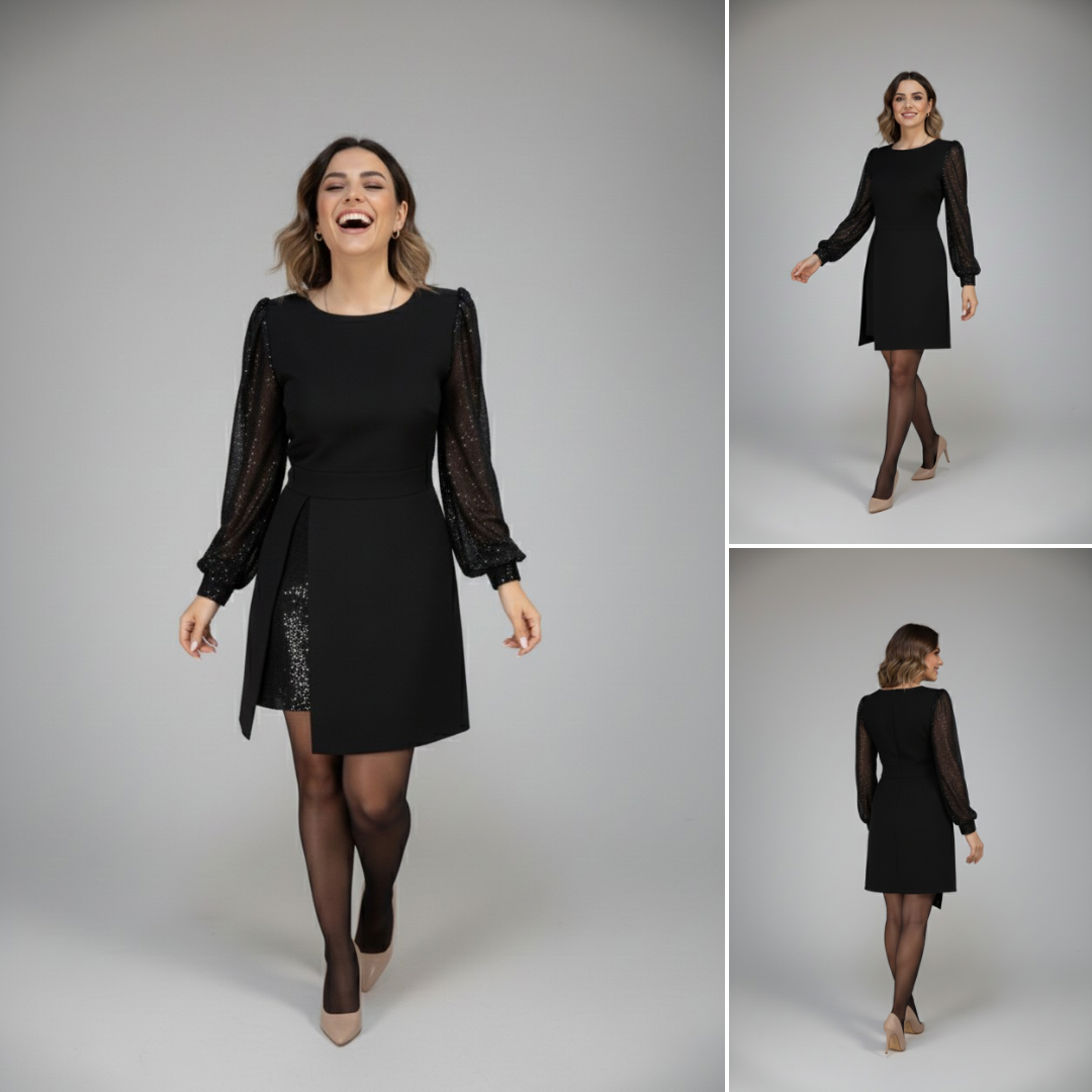 Alessandra - Elegant Dress with Jewel Sleeves