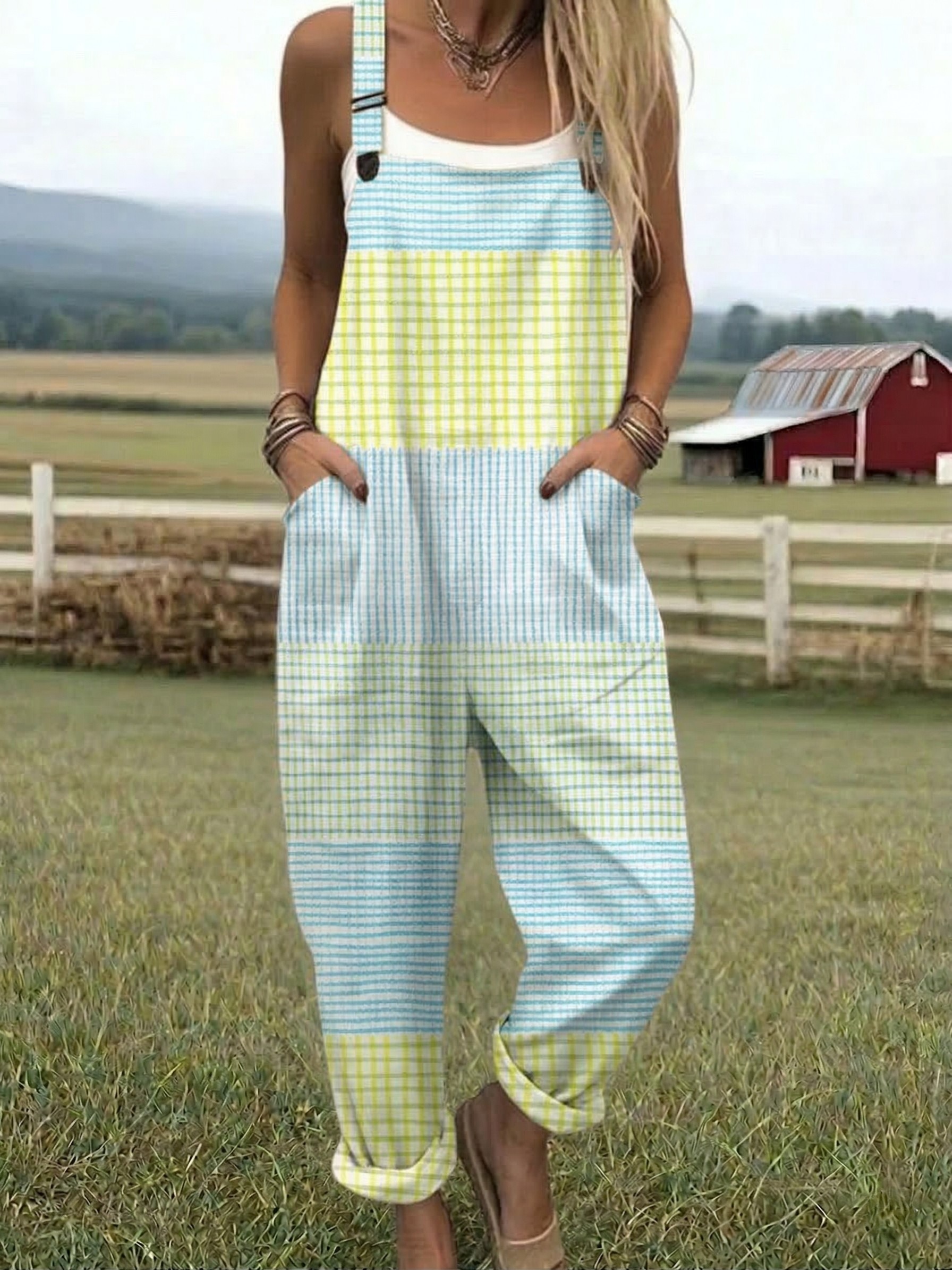 Fleur - Pastel Checkered Jumpsuit