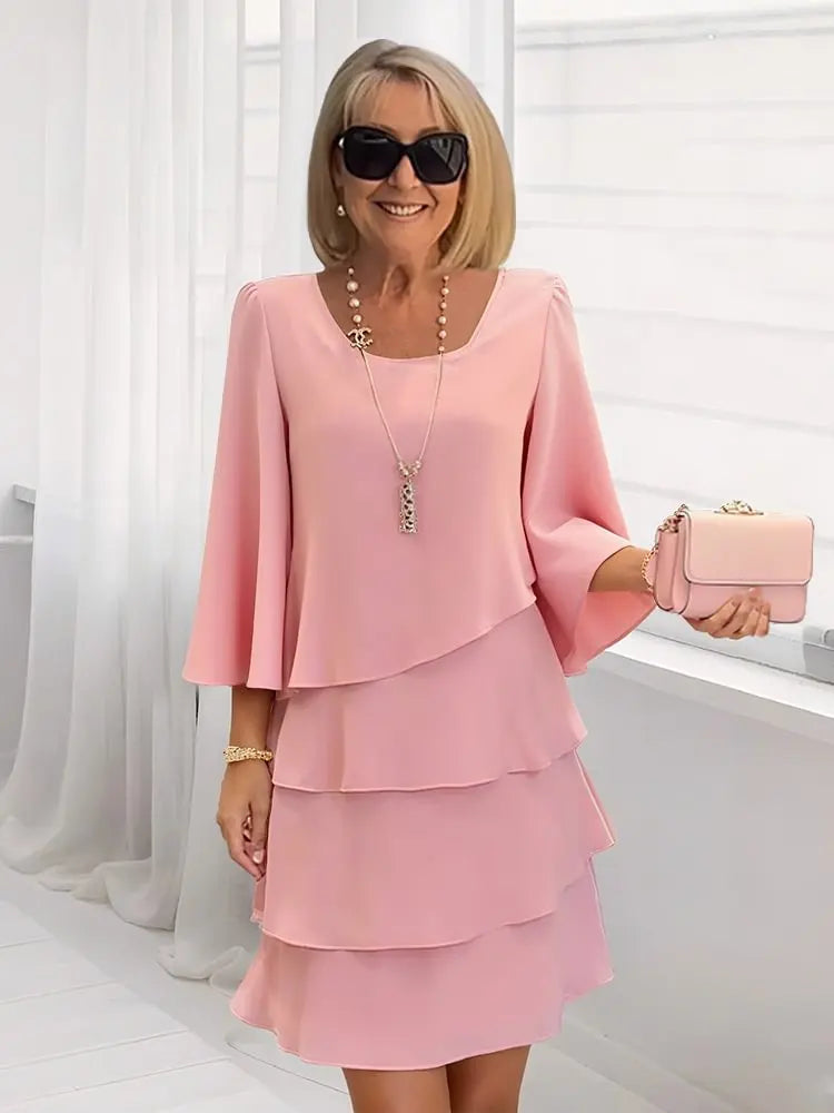 CATHERINE | ELEGANT COMFORT RUFFLE DRESS IN 7 COLORS