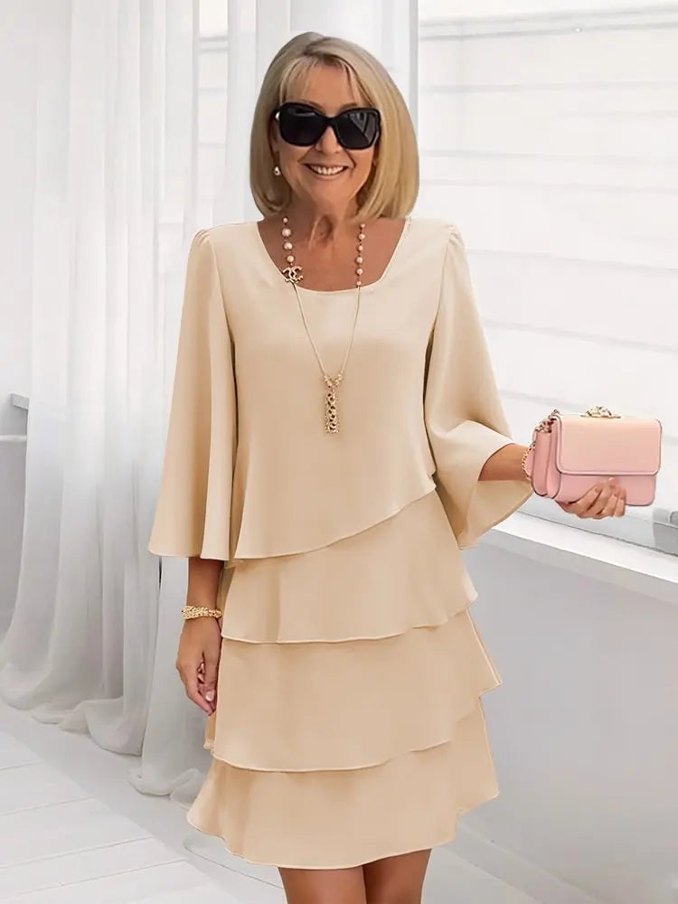 CATHERINE | ELEGANT COMFORT RUFFLE DRESS IN 7 COLORS