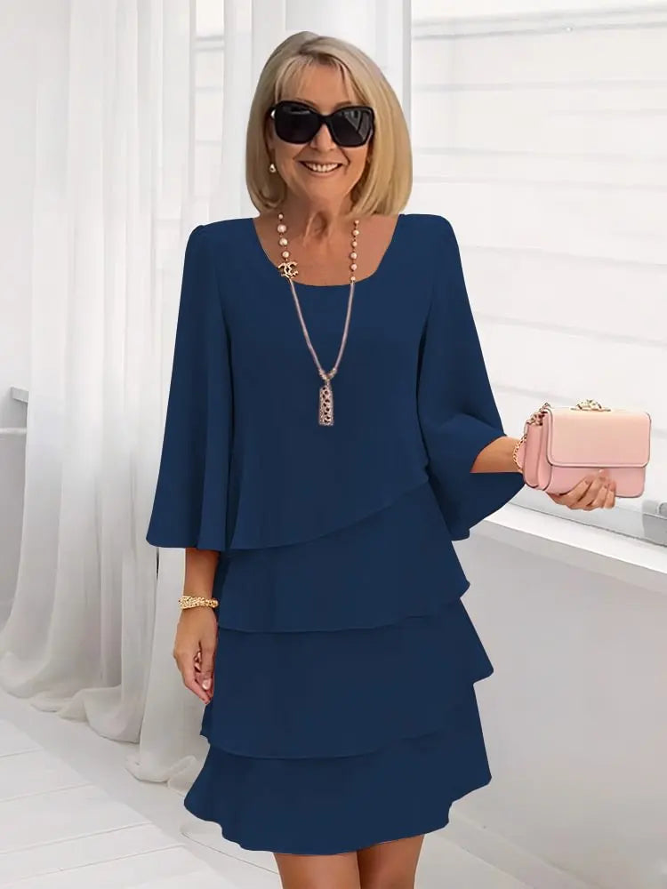 CATHERINE | ELEGANT COMFORT RUFFLE DRESS IN 7 COLORS