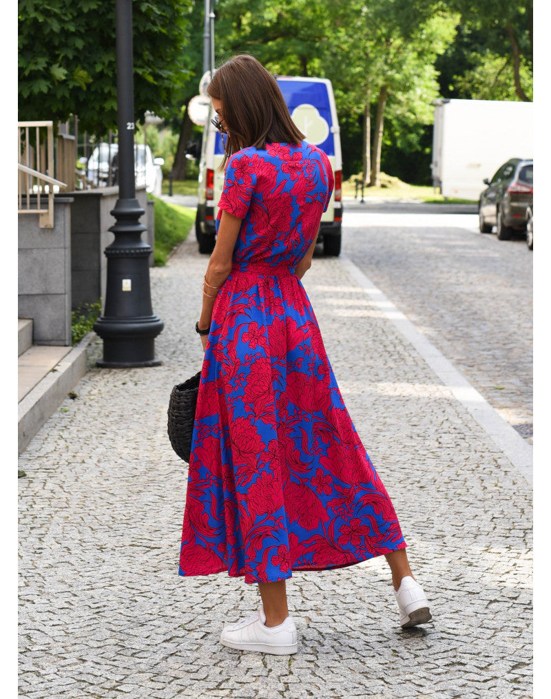 Tzahalit™ | Stylish V-Neck Floral Dress