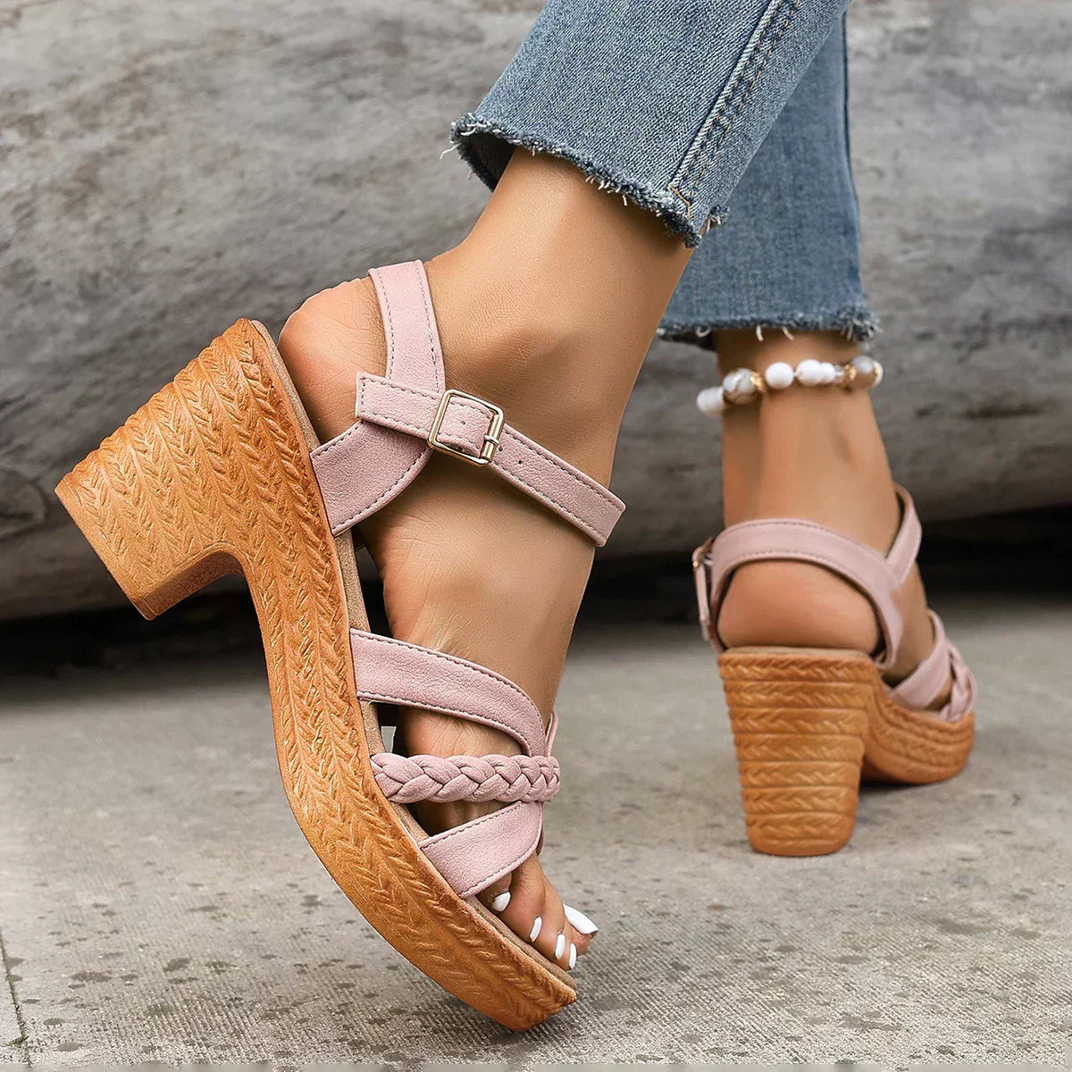 WOVEN HEEL SANDALS