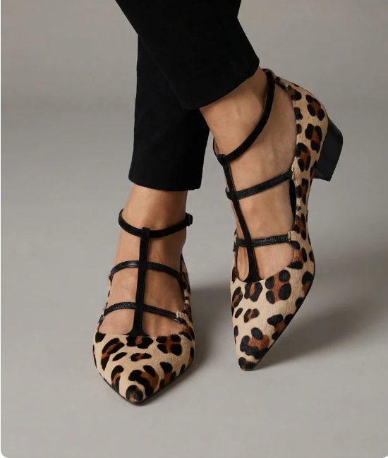 BRIDGET | HEELED SHOES WITH LEOPARD STRAP