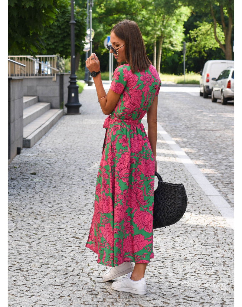 Tzahalit™ | Stylish V-Neck Floral Dress