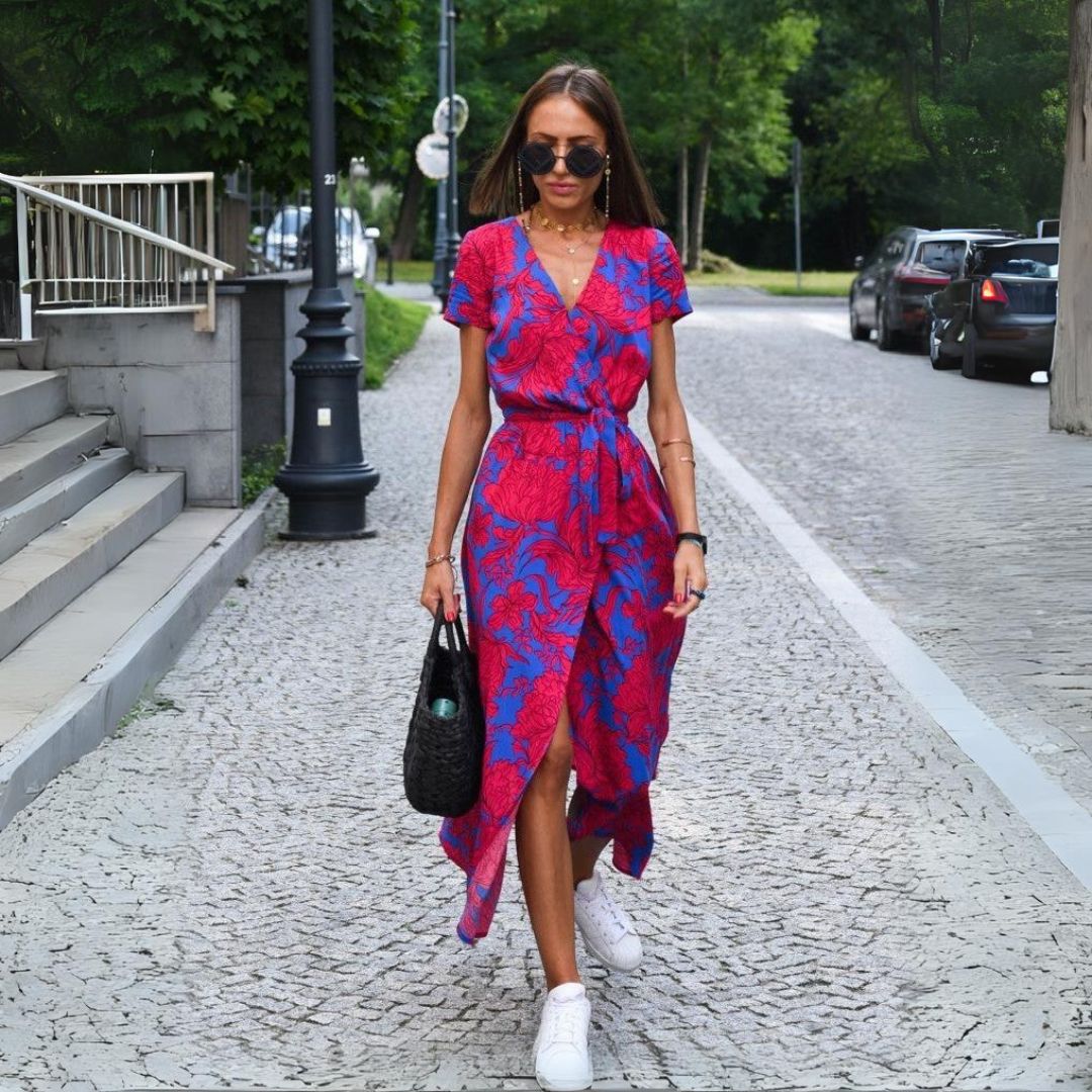 Tzahalit™ | Stylish V-Neck Floral Dress