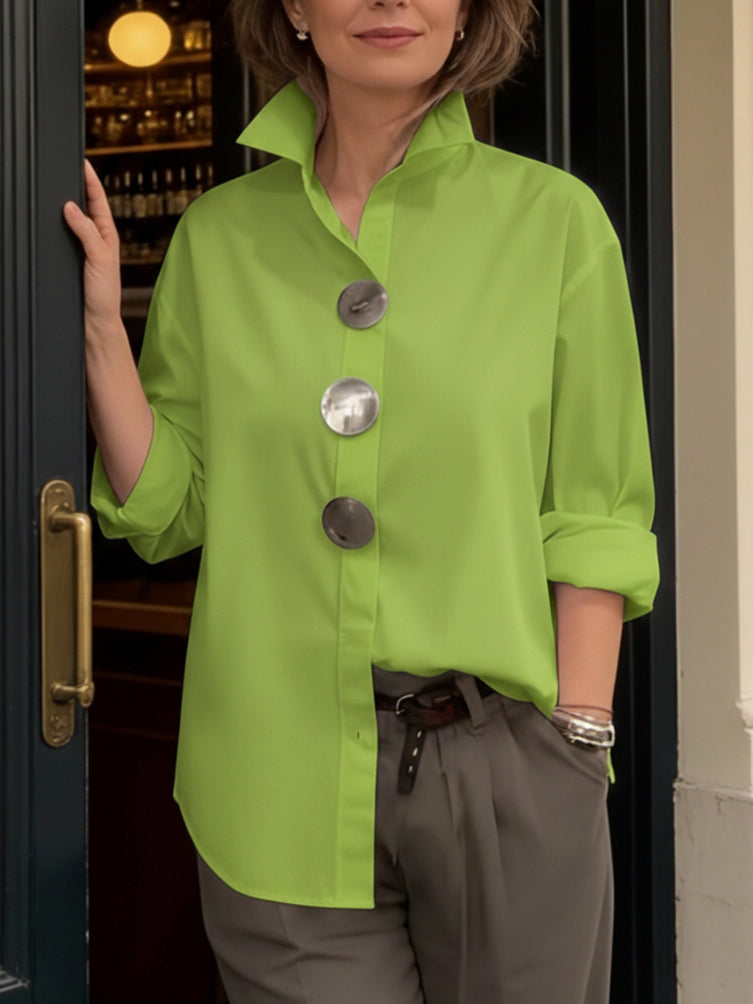 ROSALINE | STATEMENT BUTTON STAND COLLAR BLOUSE