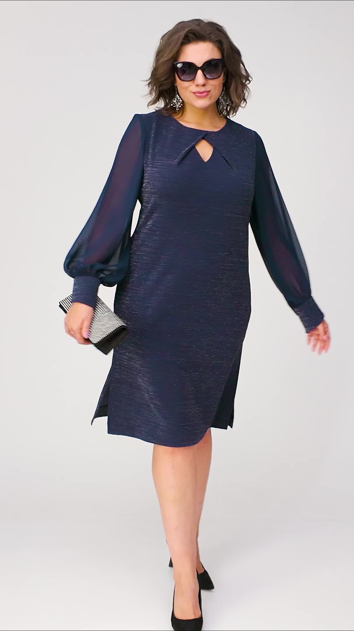 Loredana - Elegant Black Dress with Chiffon Sleeves