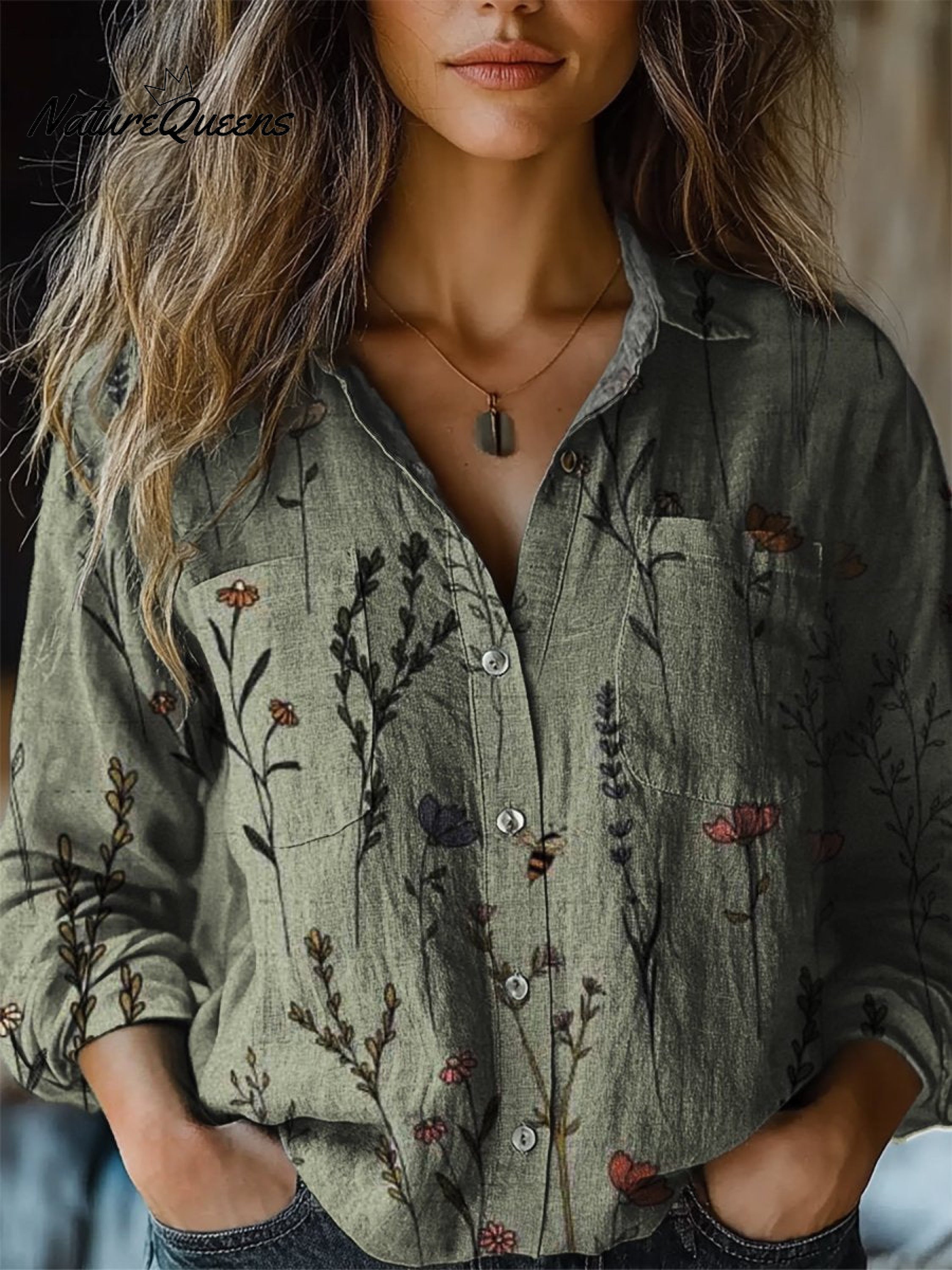 Teresa | Vintage Print Casual Long Sleeve Comfortable Cotton Shirt