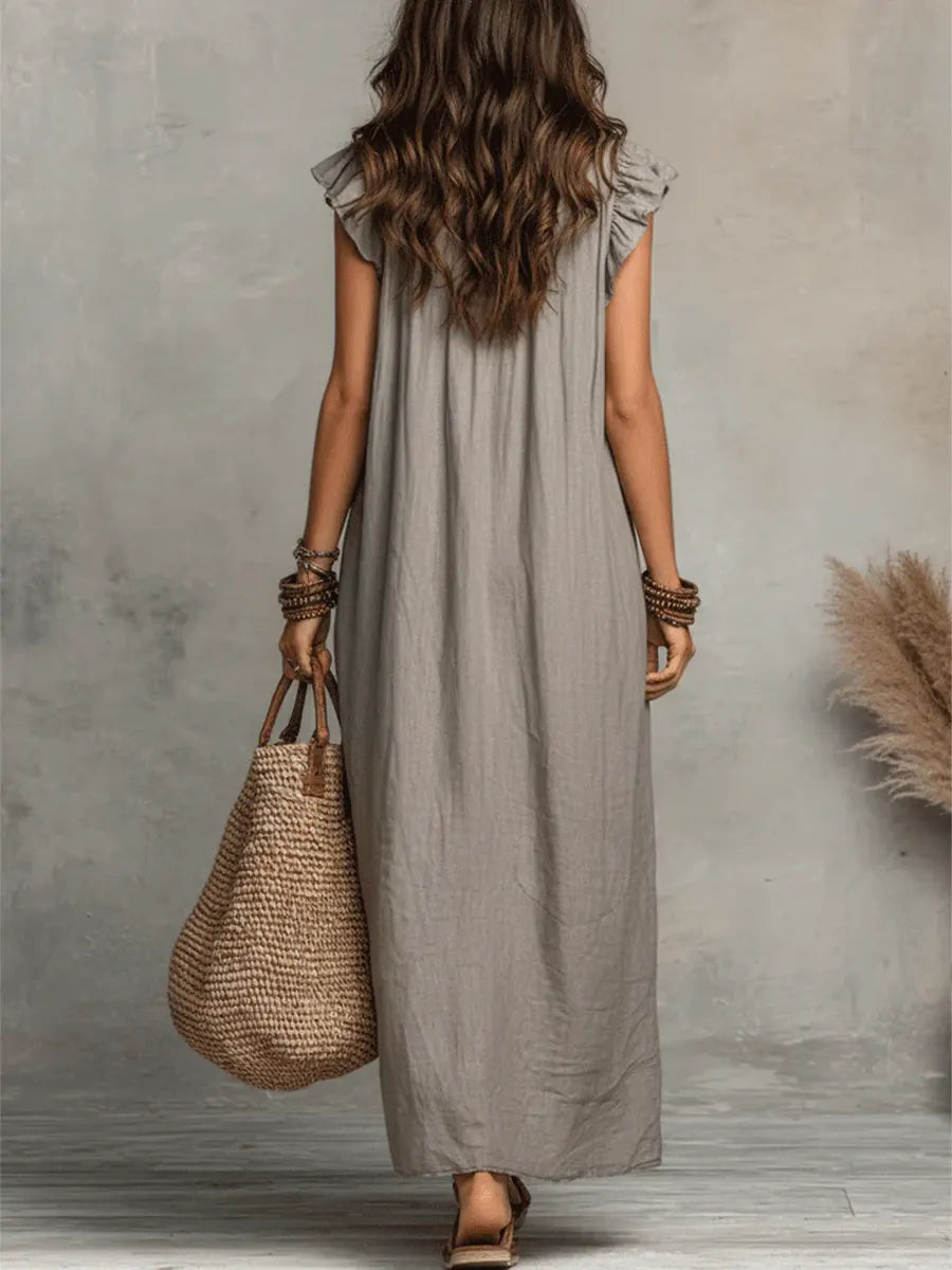 RIVAGÉ | LINEN MAXI DRESS