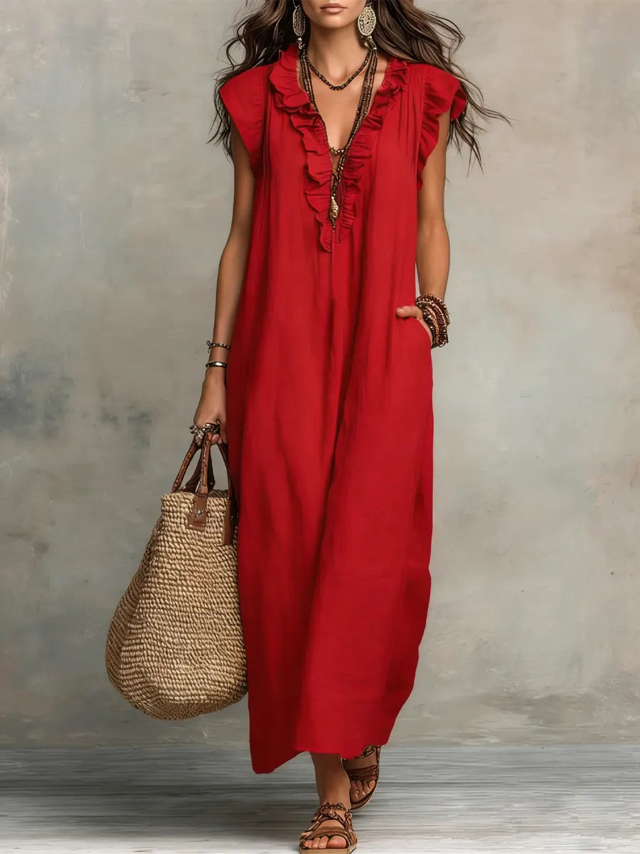 RIVAGÉ | LINEN MAXI DRESS