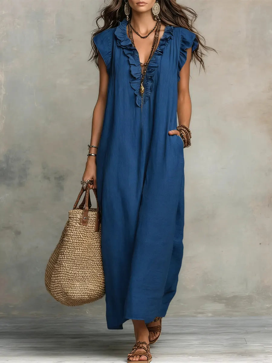 RIVAGÉ | LINEN MAXI DRESS