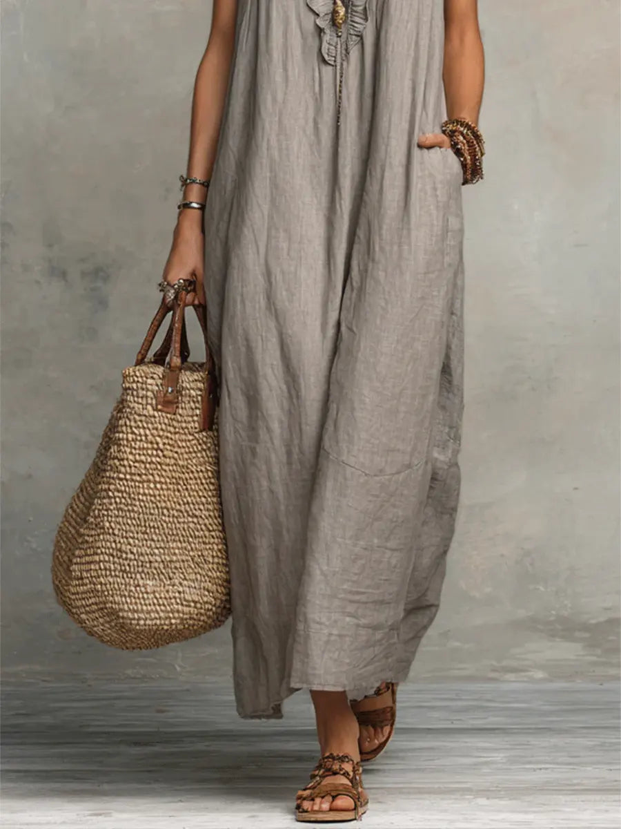 RIVAGÉ | LINEN MAXI DRESS