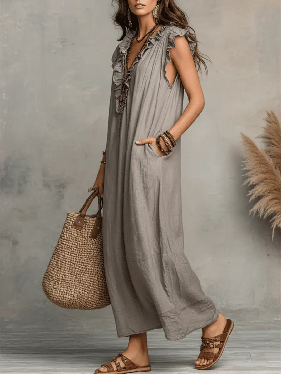RIVAGÉ | LINEN MAXI DRESS