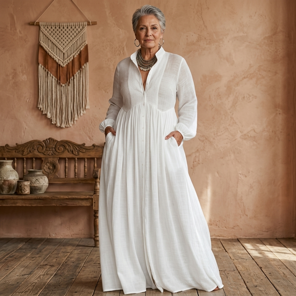 SERENA | FLOWING BUTTON-FRONT MAXI DRESS